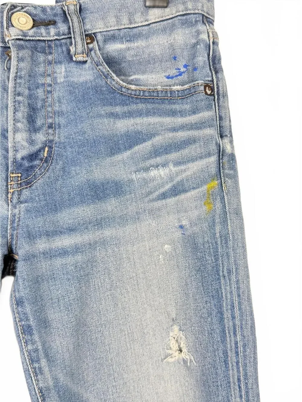 MOUSSY Vintage Dixie Skinny Jeans Distressed Paint Splatter Size 26